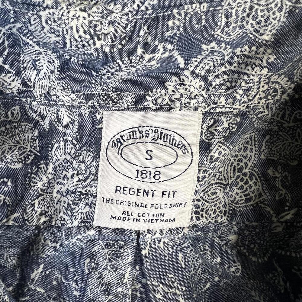 Brooks Brothers Regent Shirt Mens Small Blue Floral Paisley Short Sleeve Button - Picture 4 of 6